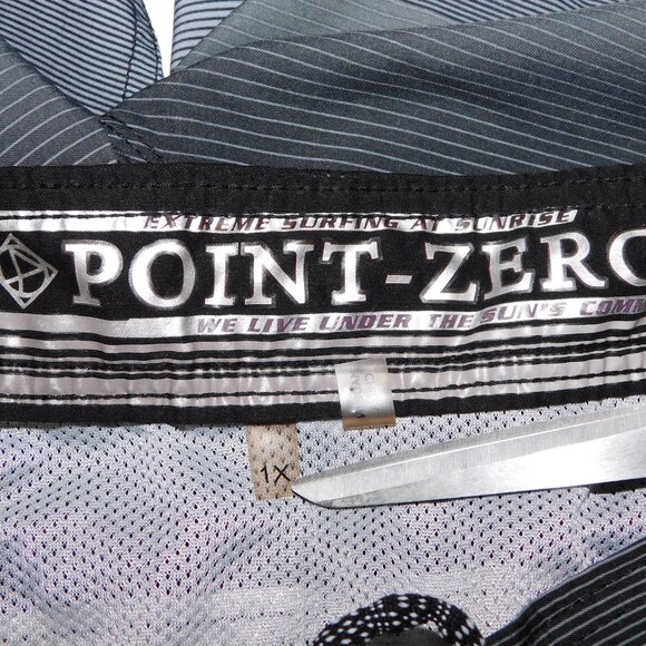 Point Zero Black Gray Striped Mens XL ( 1X ) Lined Board Shorts Swim - Picture 4 of 10